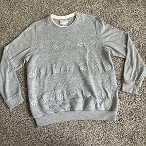 Alfred Dunner Gray Floral Crewneck Sweater